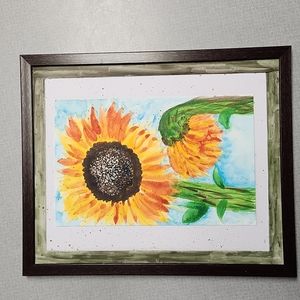 Sunflower original watercolor painting.